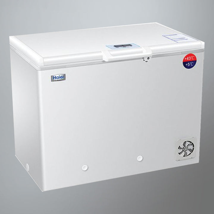Haier HTC-110 power failure vaccine refrigerator chest style front view