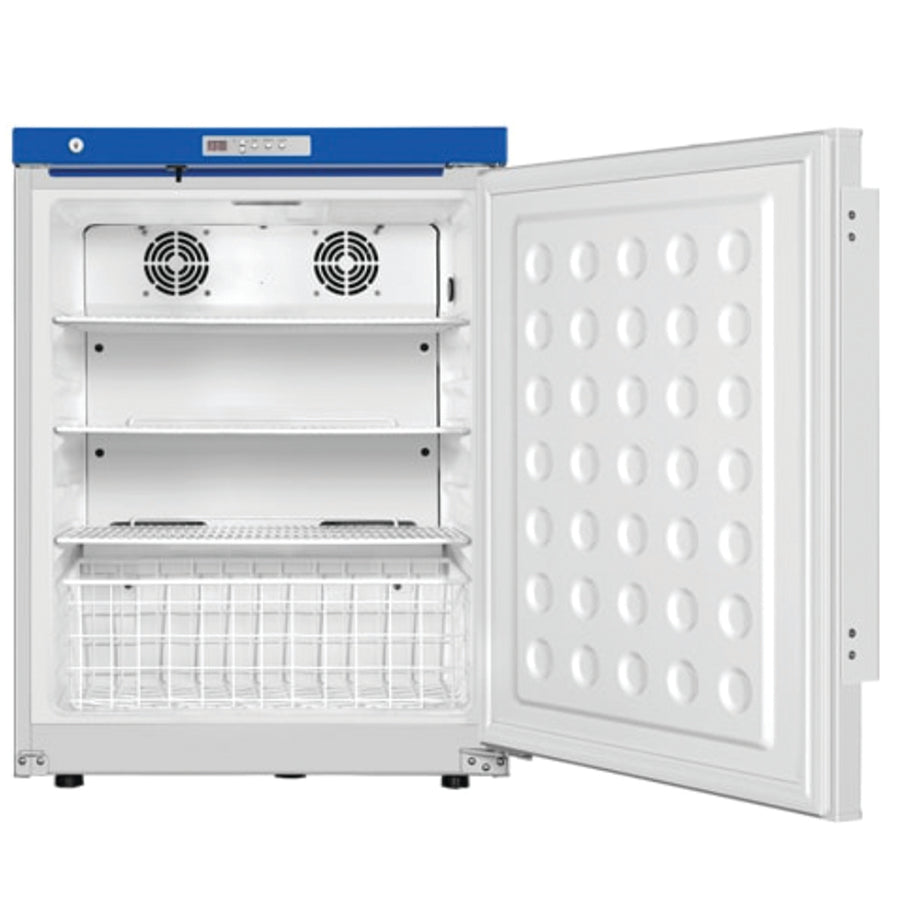 Haier HYC-118 vaccine refrigerator door open interior view