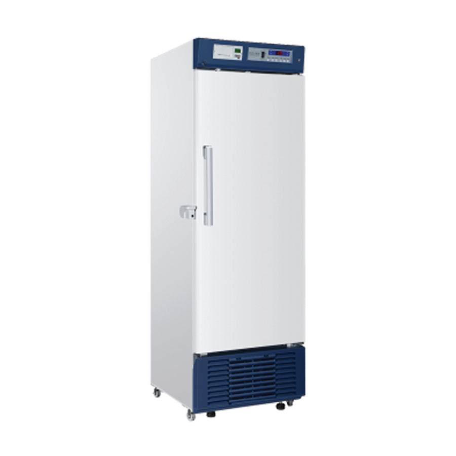 Haier HYC-390F upright solid door vaccine refrigerator interior storage view