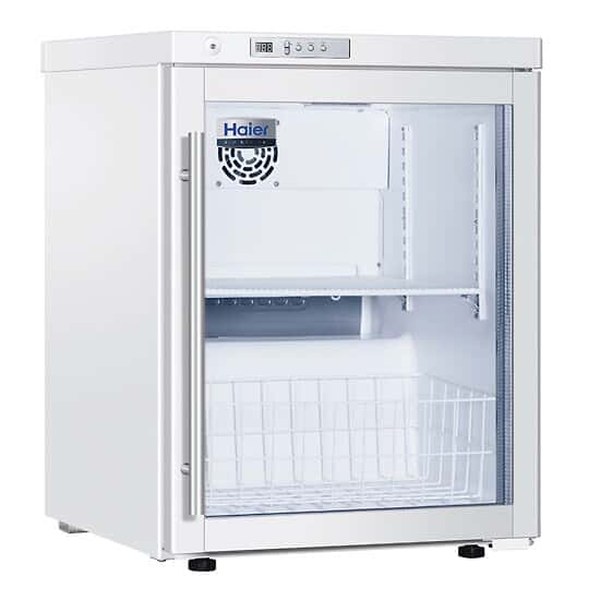 Haier HYC-68A vaccine pharmacy refrigerator interior shelves view