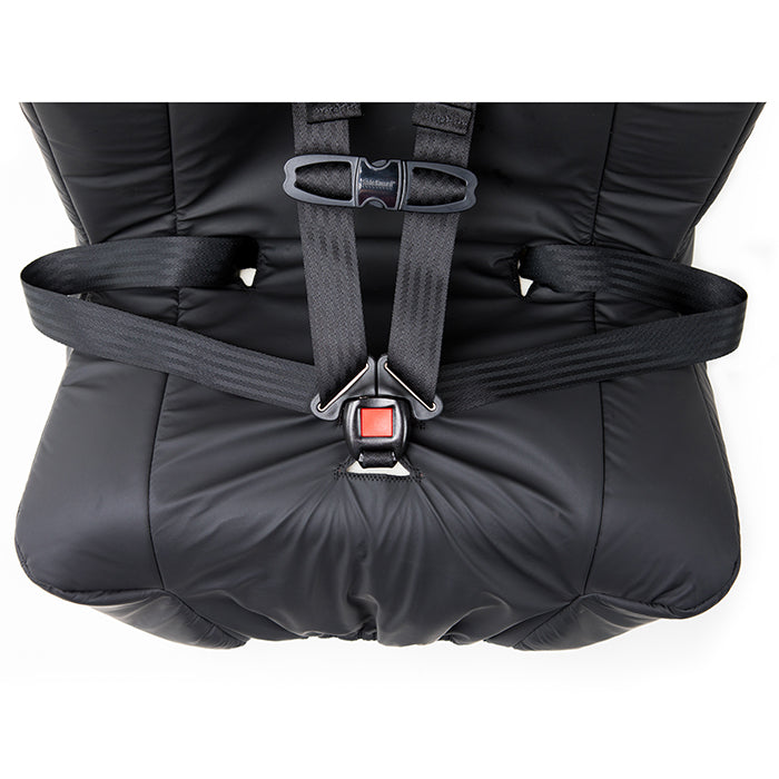 Two black foam positioning wedges that come with the Spirit Spica car seat, shown on a white background. 