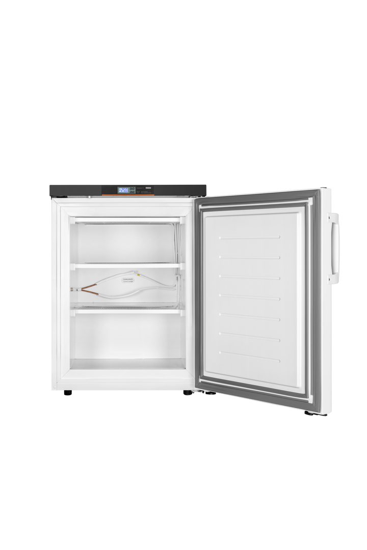 Pharmacold LAB-25R106 laboratory freezer open door interior storage view