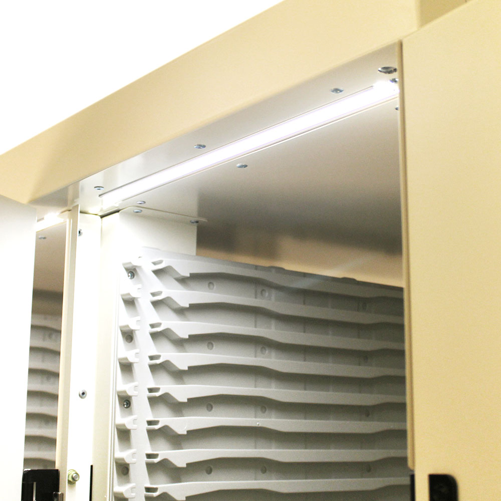 LED lighting shown inside MedStor Max double column cabinet