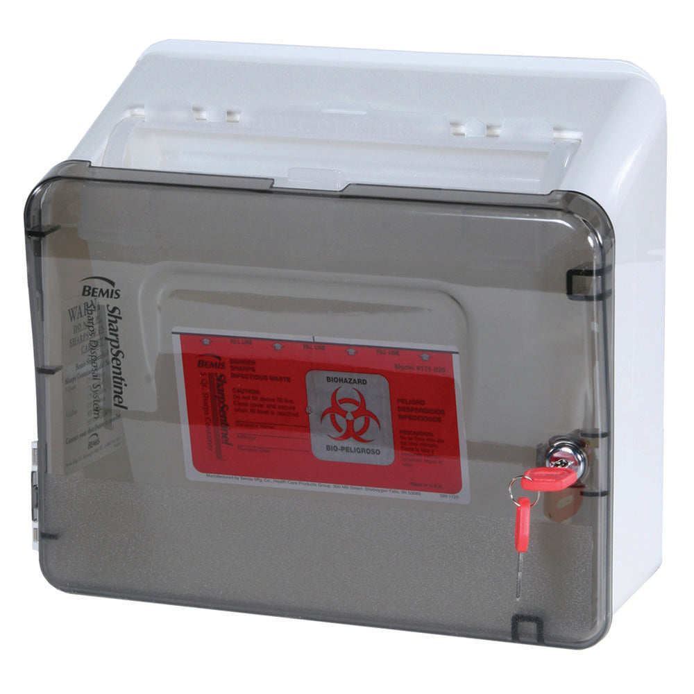 Five Quart Locking Sharps Container for M-Series or A-Series Carts, front view