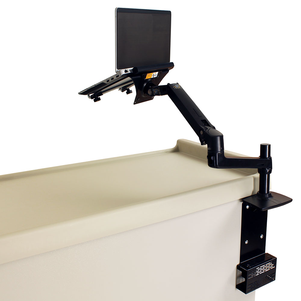 Rear mounted laptop holder with ventilated power brick box for Harloff carts