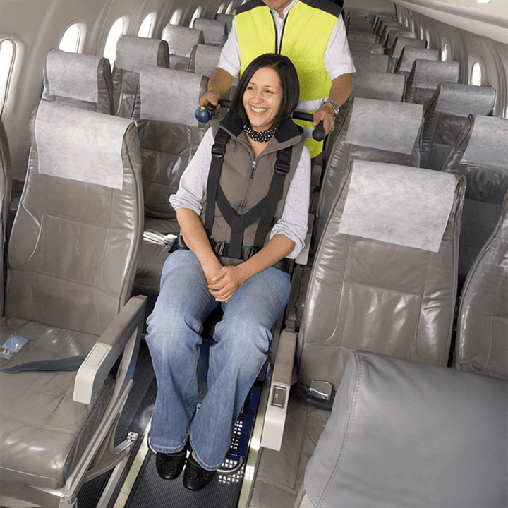 AERO Aviation airport boarding chair side view with compact folding design