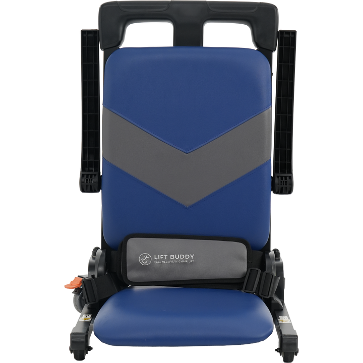 Lift Buddy motorized floor lift showing compact folding design