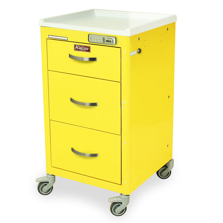 M-Series Mini Infection Control Cart 3 drawers yellow front view
