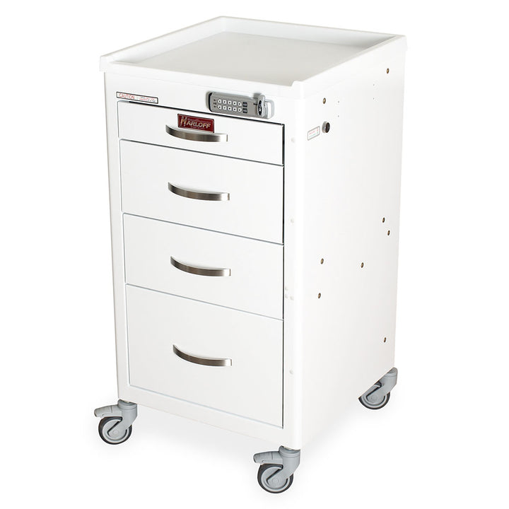 M3DS1824E04-WHT mini infection control cart four drawers e-lock