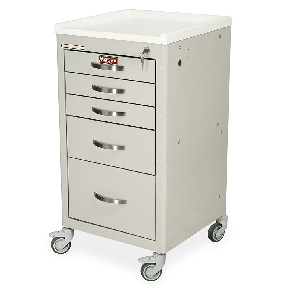 M3DS1824K05 mini width medical procedure cart LT Gray front view
