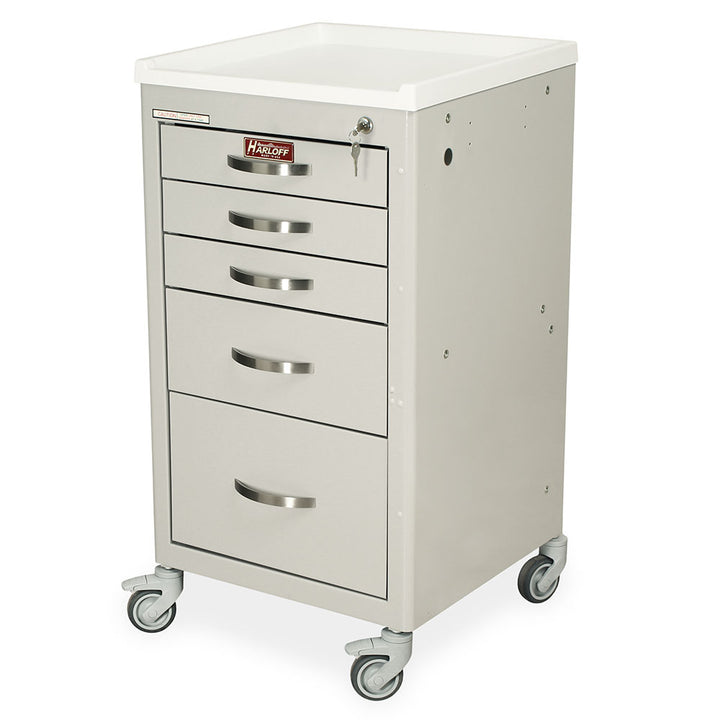 M3DS1824K05 mini width medical procedure cart LT Gray front view