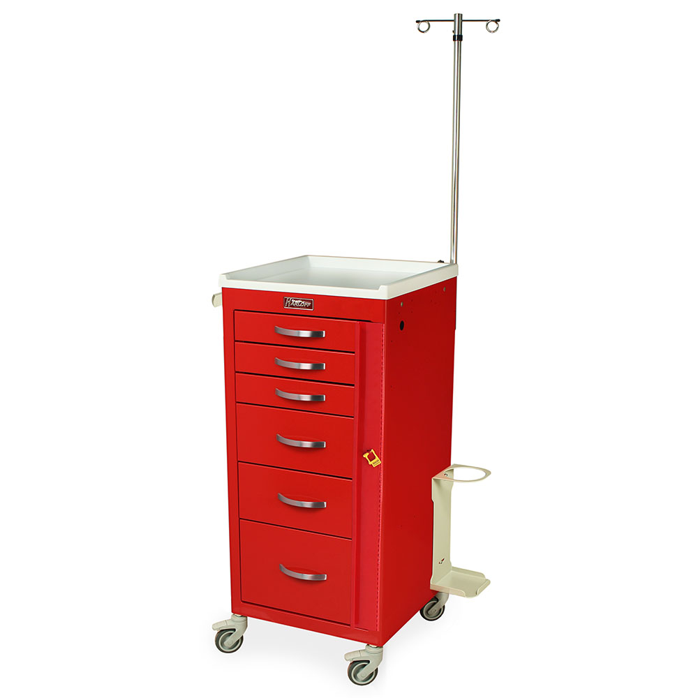 M3DS1830B06-MD18-EMG-RED mini emergency crash trolley six drawers breakaway lock