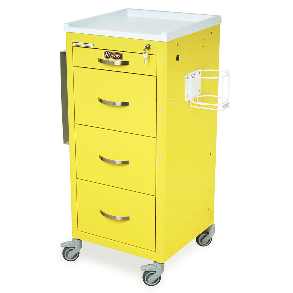 M-Series M3DS1830K04-PPE mini-width yellow PPE isolation cart side view