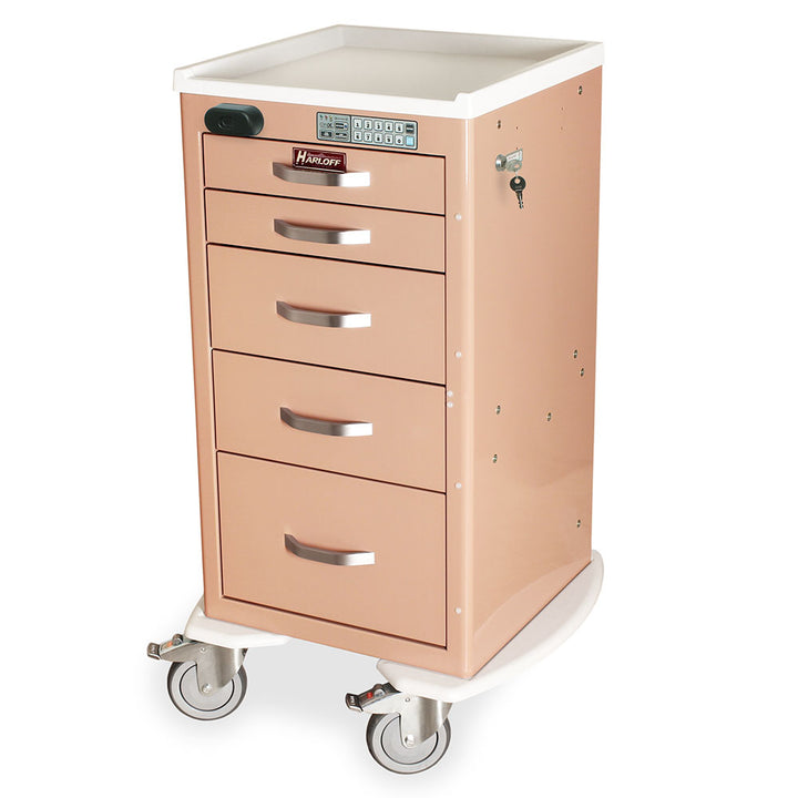MDS1827WLP05-MAUVE wireless auto-locking medical cart five drawers key lock