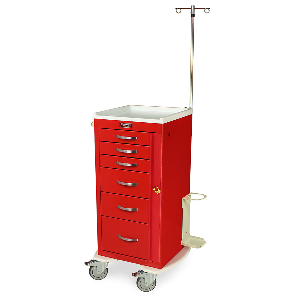 Harloff M-Series Tall Emergency Cart with Breakaway Lock and Accessories
