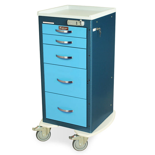 M-Series Thin E-Lock Anesthesia Cart, Tall Mini 5-Drawer – MedSupply