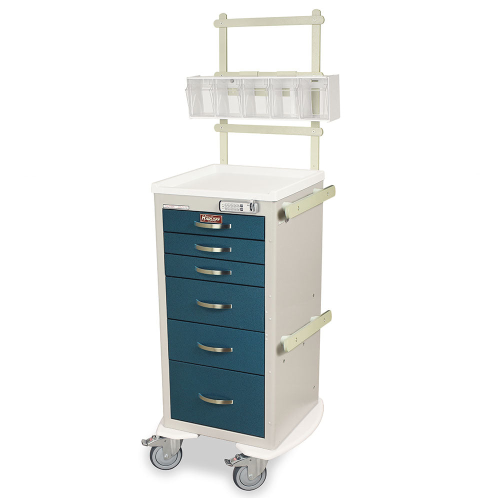 M-Series Tall E-Lock Anesthesia Cart with six drawers and MD18-ANS accessory package for hospitals and clinics