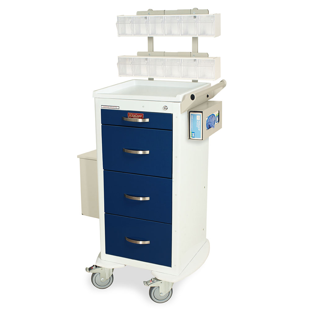M-Series tall mobile phlebotomy workstation with 4 drawers and key lock