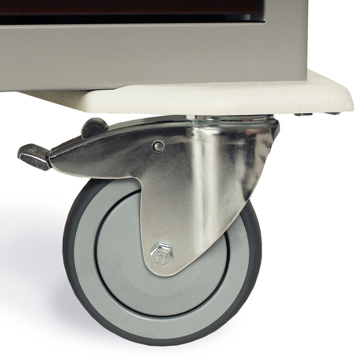 M-Series Mini Wood Finish Medical Cart caster detail
