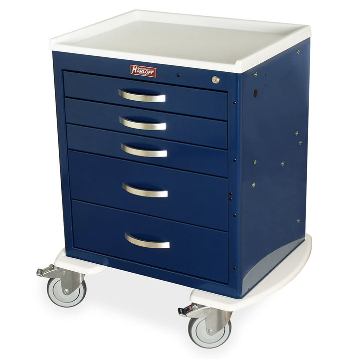 MDS2421K05-NAVY short anesthesia cart five drawers key lock