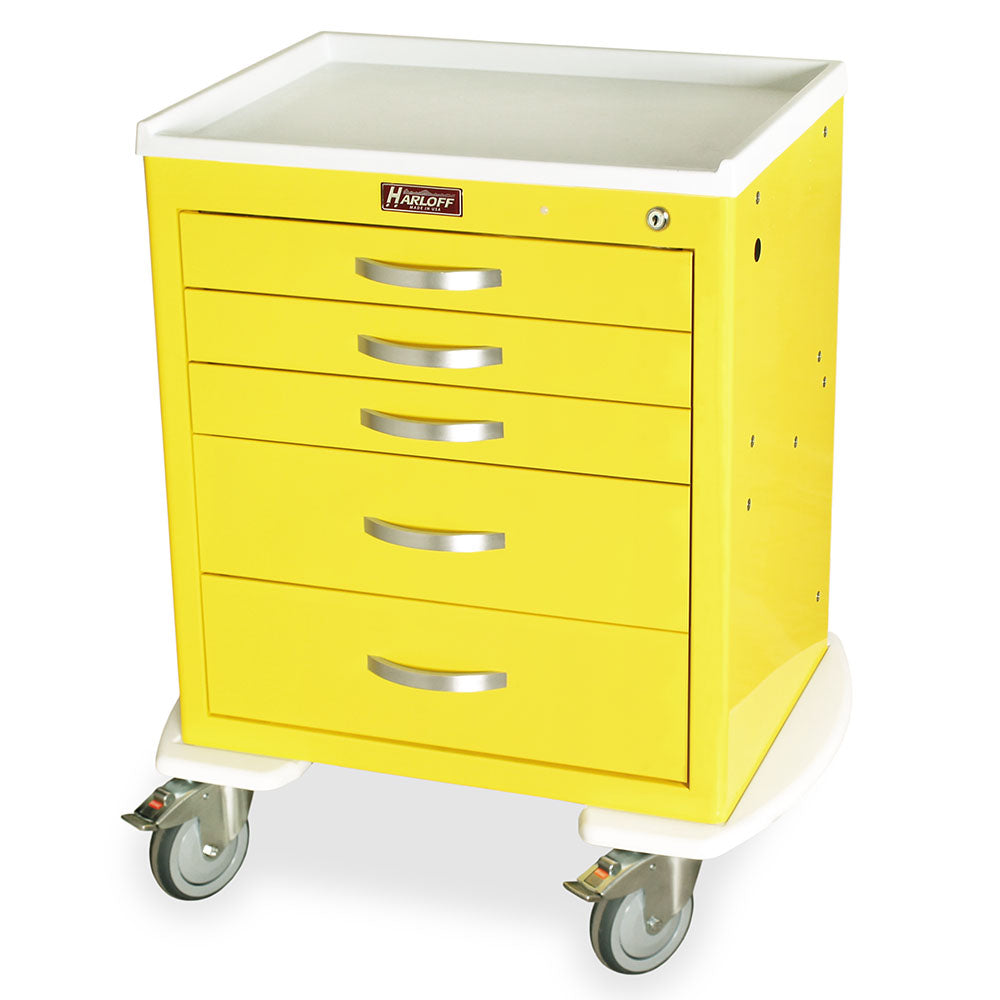 MDS2421K05-YEL short anesthesia cart five drawers key lock