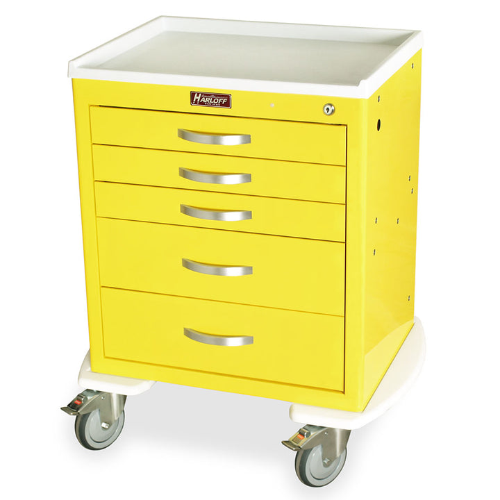 MDS2421K05-YEL short anesthesia cart five drawers key lock