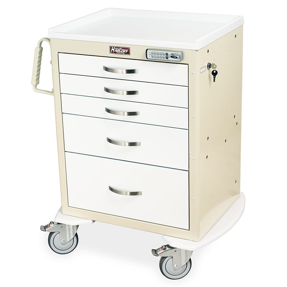 M-Series Short Isolation Cart beige white five-drawer e-lock for healthcare facilities