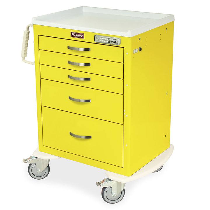 M-Series Short Isolation Cart yellow five-drawer e-lock model for hospital hallways