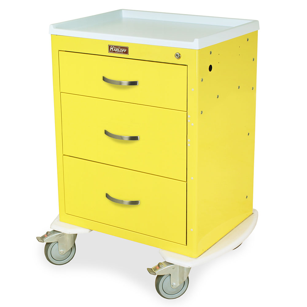 M-Series Key Lock Isolation Cart with three drawers, secure PPE storage, ergonomic handles, and durable steel design for hospitals and clinics.