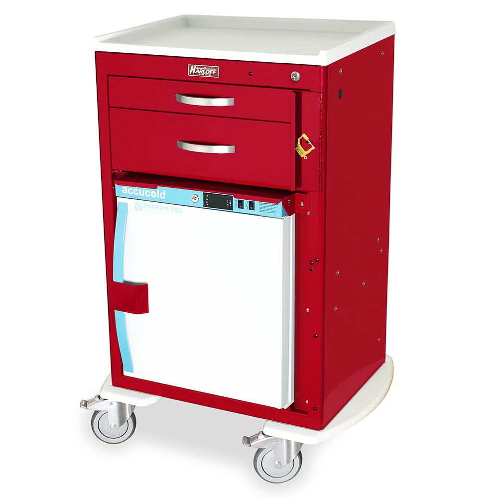 M-Series Malignant Hyperthermia Emergency Cart Red with Fridge and Drawers