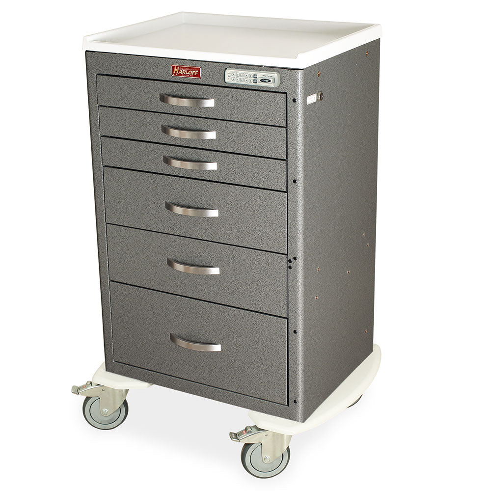 M-Series Tall E-Locking Procedure Cart in high gloss gray finish with key override