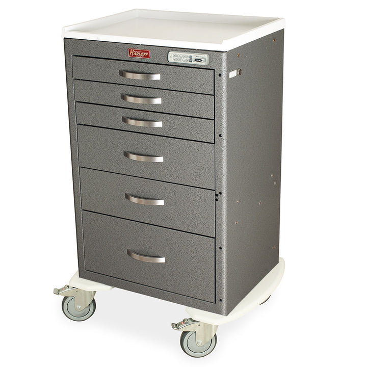 M-Series Tall E-Locking Procedure Cart in high gloss gray finish with key override