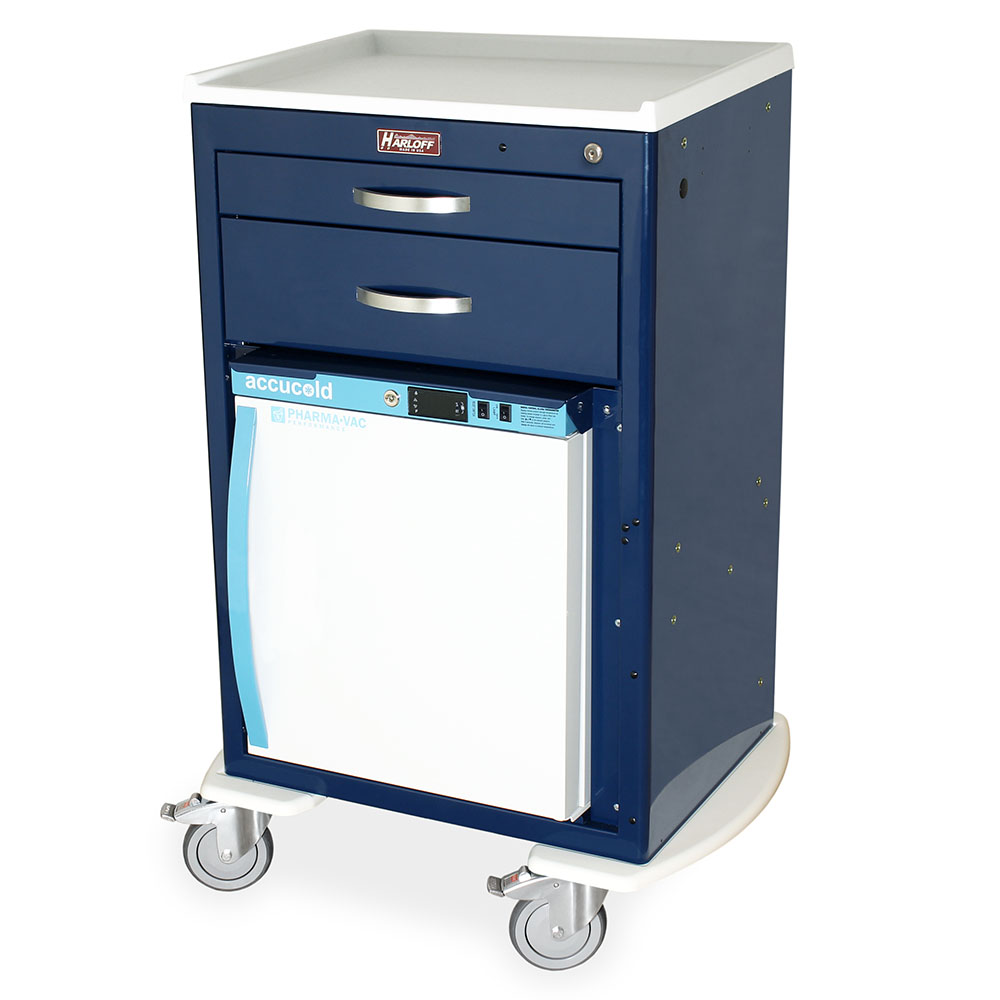 M-Series refrigerated malignant hyperthermia cart with key lock in navy finish