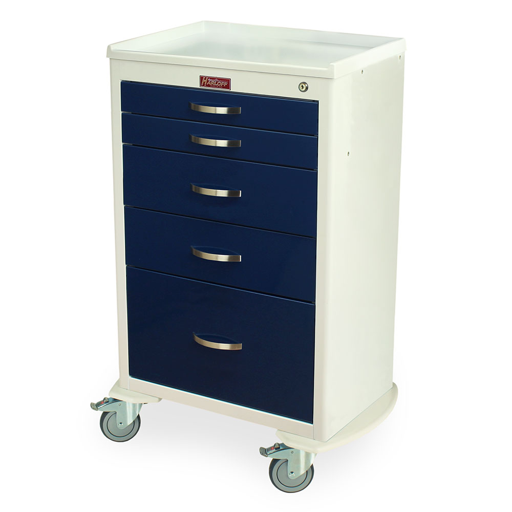 MDS24 anesthesia cart front view showing configured drawers and top accessories