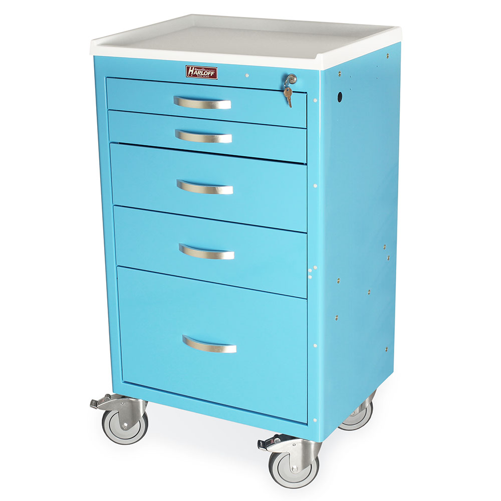 MDS2430K15N5-LTBLU custom medical cart five drawers key lock no bumpers