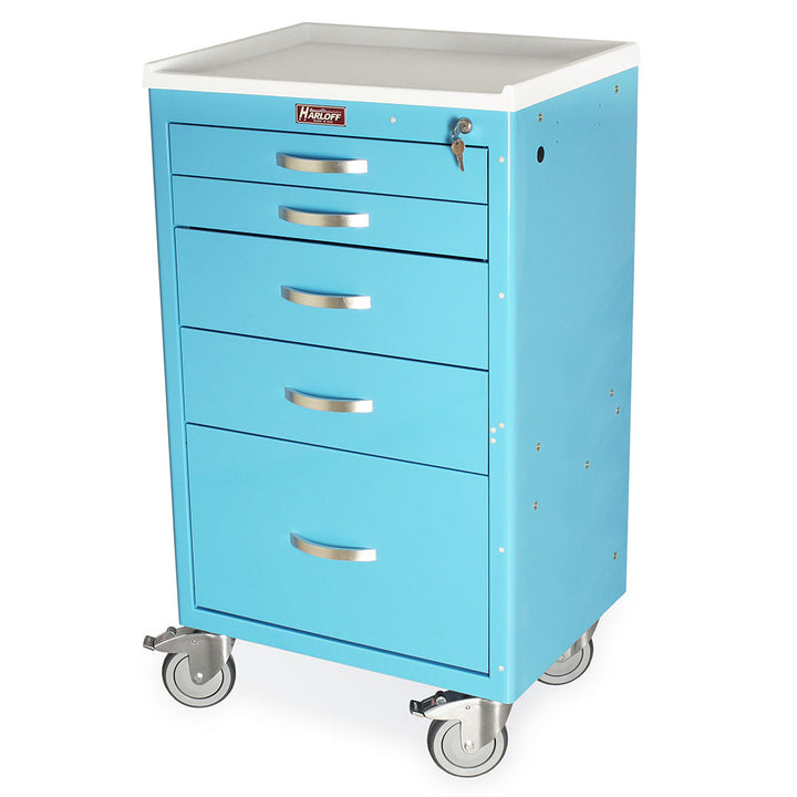 MDS2430K15N5-LTBLU custom medical cart five drawers key lock no bumpers