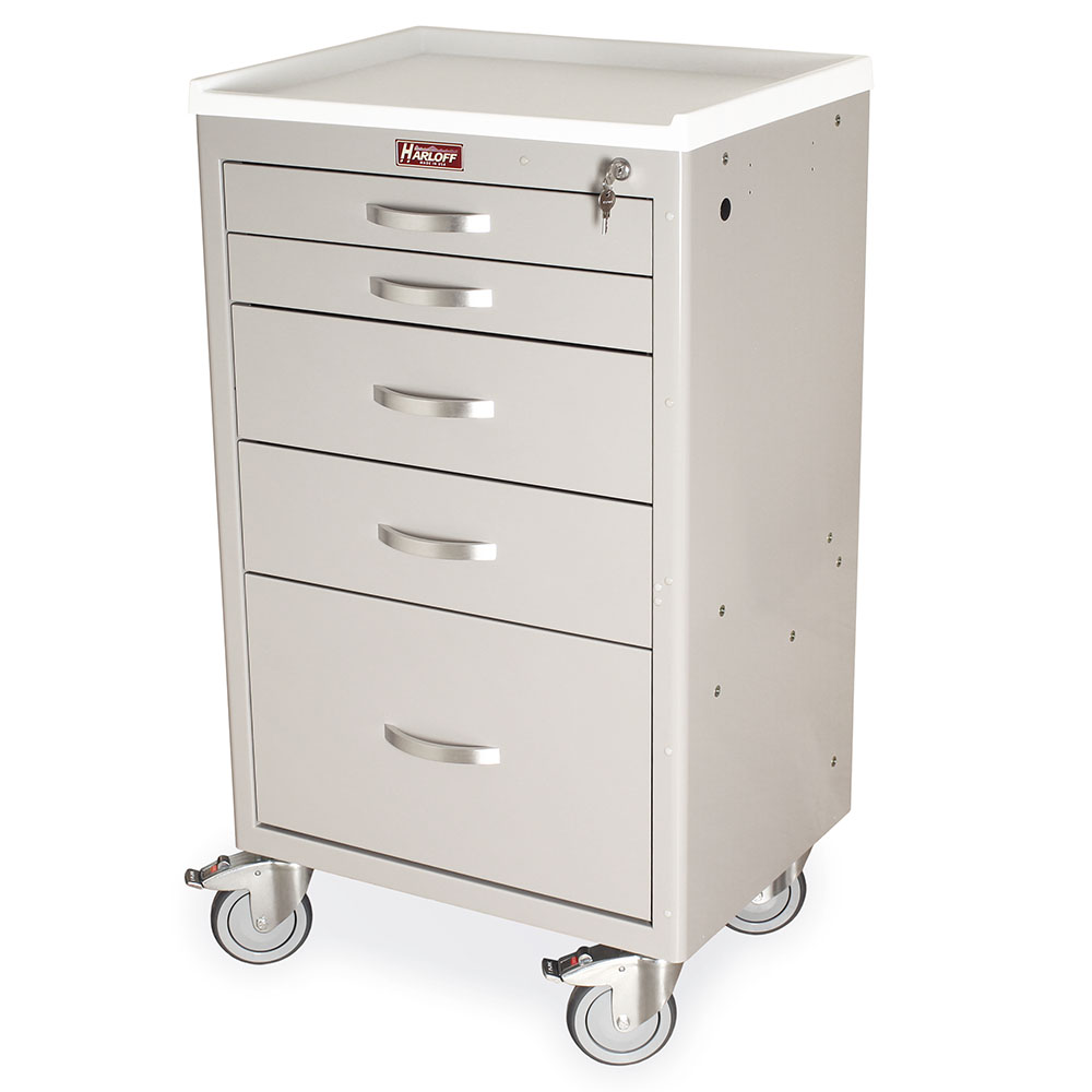 MDS2430K15N5-LTGRAY custom medical cart five drawers key lock no bumpers