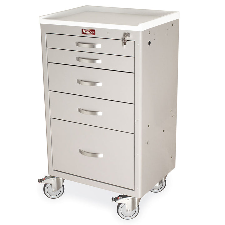 MDS2430K15N5-LTGRAY custom medical cart five drawers key lock no bumpers