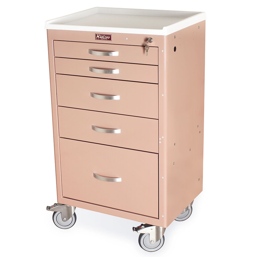 MDS2430K15N5-MVE custom medical cart five drawers key lock no bumpers