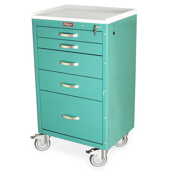 MDS2430K15N5-TEAL custom medical cart five drawers key lock no bumpers