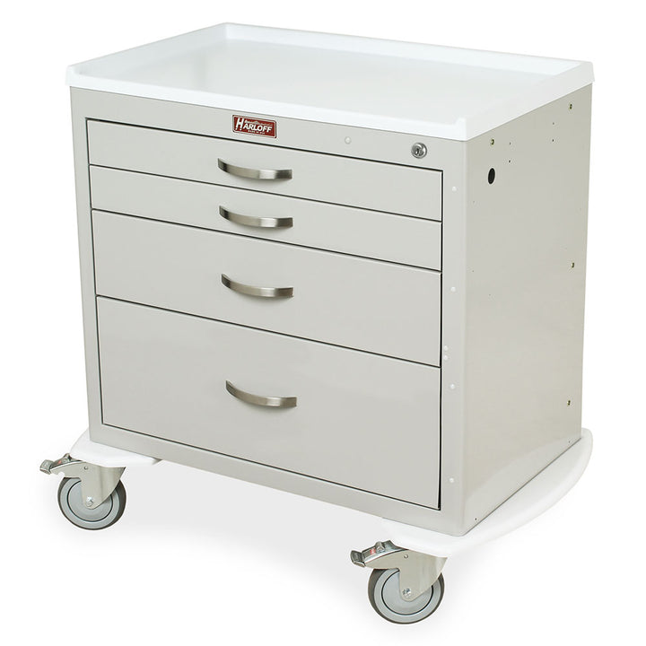 MDS3021K14-LT-GRAY small medical cart four drawers key lock