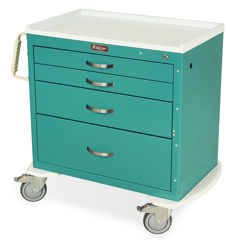 MDS3021K14-TEAL small medical cart four drawers key lock