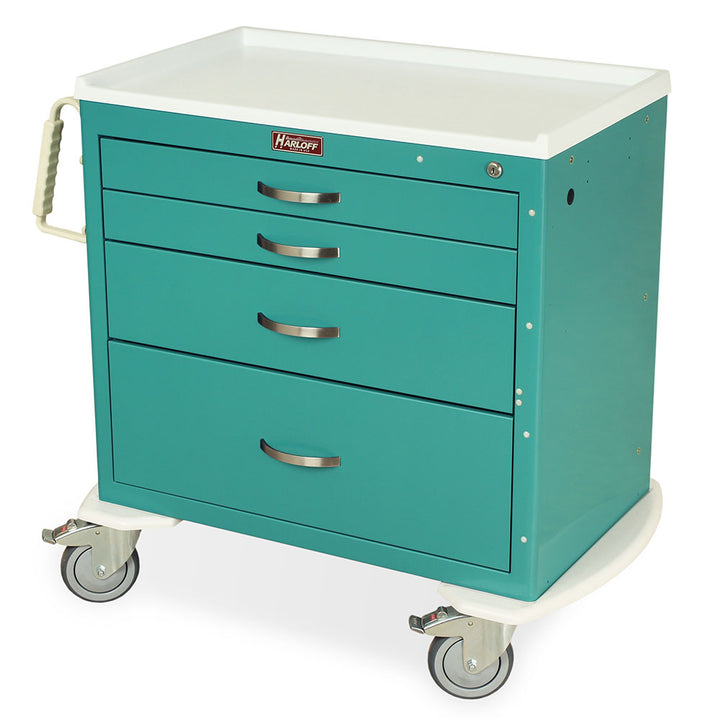 MDS3021K14-TEAL small medical cart four drawers key lock
