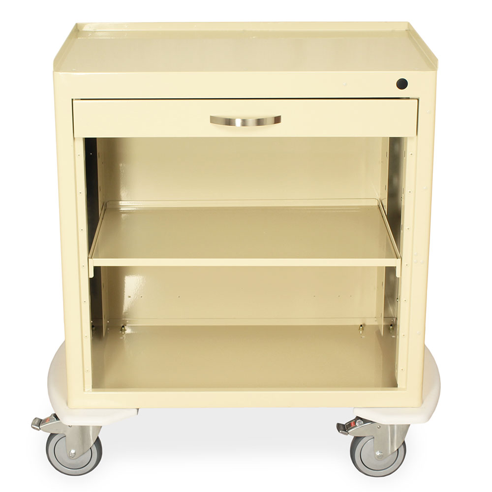 M-Series Baby Scale Cart with one drawer and adjustable shelf beige empty