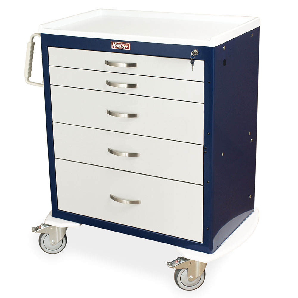 M-Series MDS3027K05 anesthesia trolley cart, navy and gray color option, front angle view