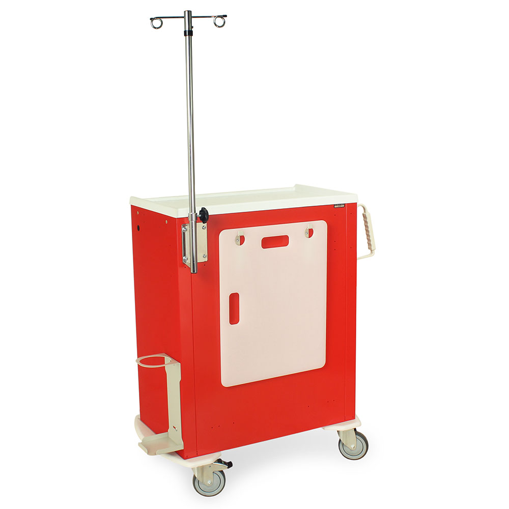 M-Series MDS3030B06+MD30-EMG tall emergency crash cart with 6 drawers, breakaway lock, MD30-EMG package, steel construction, back-right view