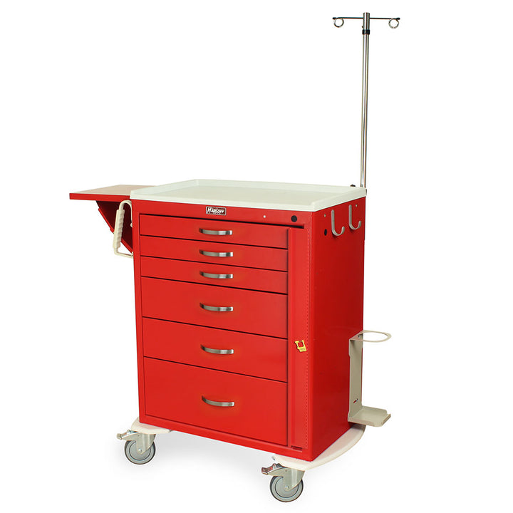 M-Series MDS3030B06+MD30-EMG1 tall emergency crash cart with 6 drawers, breakaway lock, MD30-EMG1 package, steel construction, front view