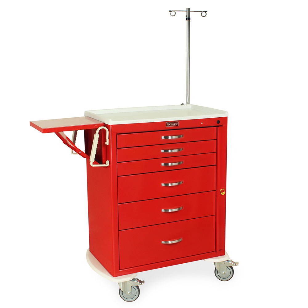 M-Series MDS3030B06+MD30-EMG1 tall emergency crash cart with 6 drawers, breakaway lock, MD30-EMG1 package, steel construction, front view
