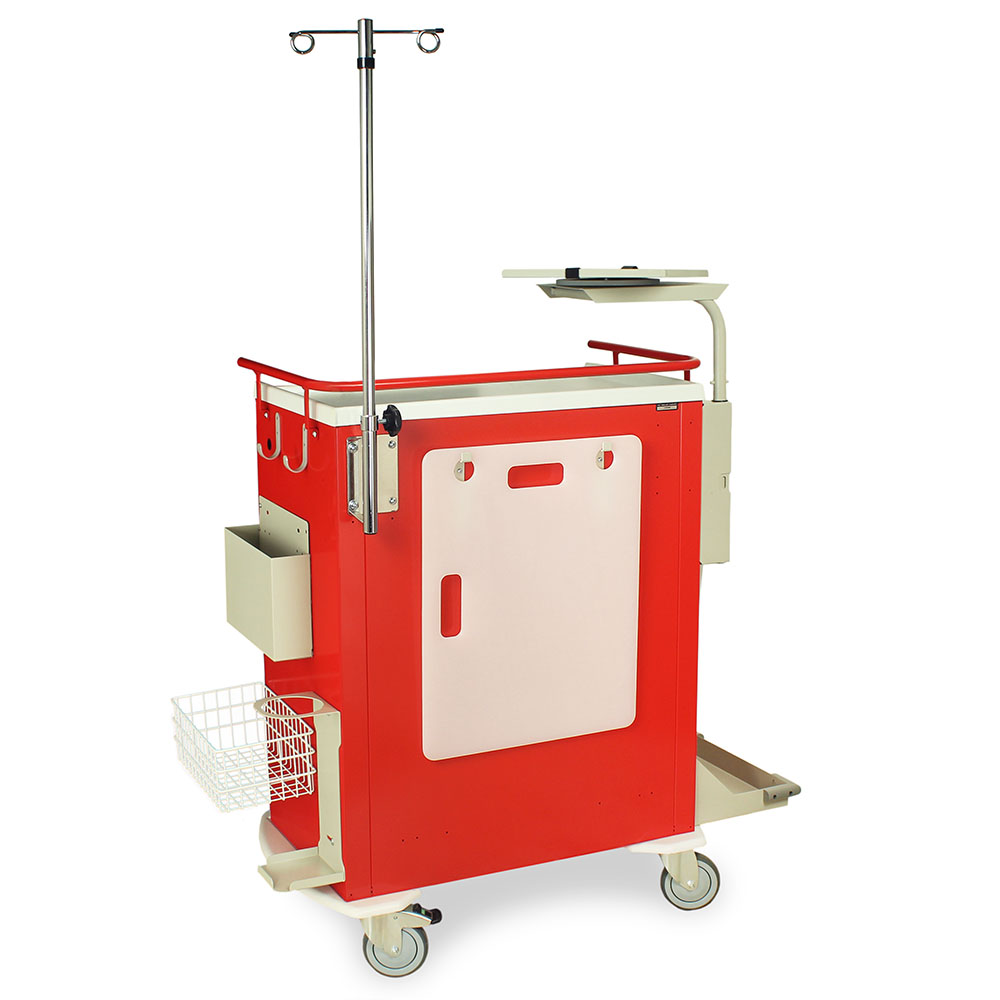 M-Series MDS3030B06+MD30-EMG3 tall emergency crash cart with 6 drawers, breakaway lock, Super Stat accessories, steel construction