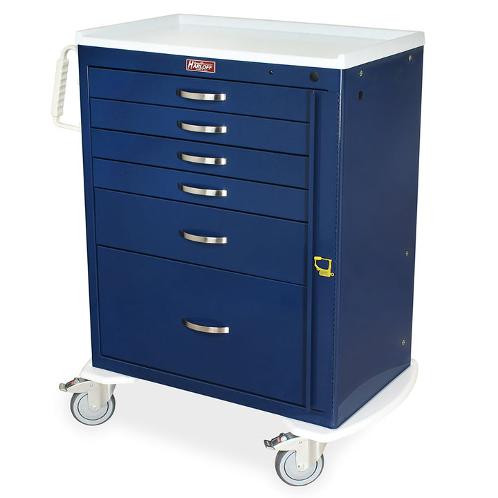 M-Series MDS3030B16 tall emergency crash cart, 6 drawers, breakaway lock, front view, alternate angle